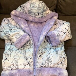 Disney Frozen Purple and White Kids Puffer Jacket